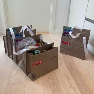 Harmonikapose til sortering af affald til genbrug